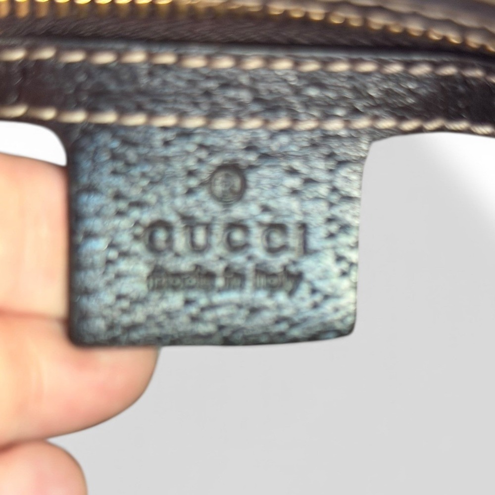 Gucci GG Canvas Mushroom Embroidered Small Tote Brown Leather Italy - Picture 13 of 14